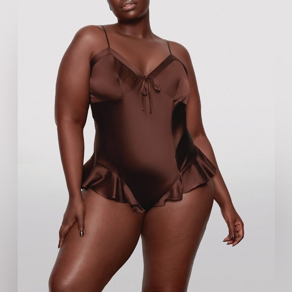 SKIMS Silk Teddy/ Lingerie | Color: Cocoa | NEW/NWT🤎🧸🤎🐻🤎 - Picture 4 of 12